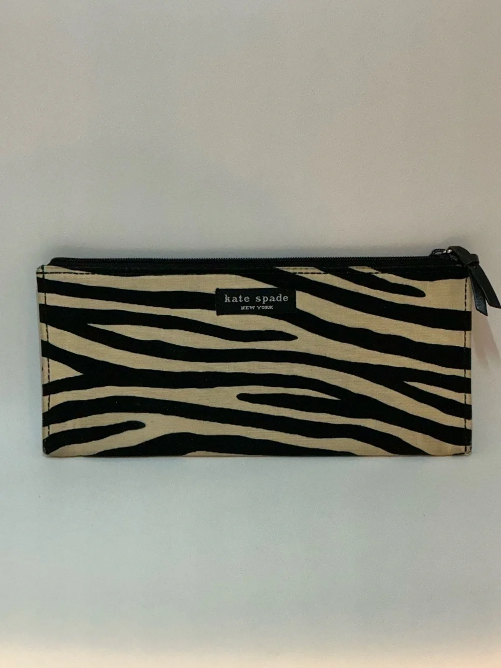 Kate Spade New York Zebra Print Canvas Zip Pencil Case/Cosmetic Pouch